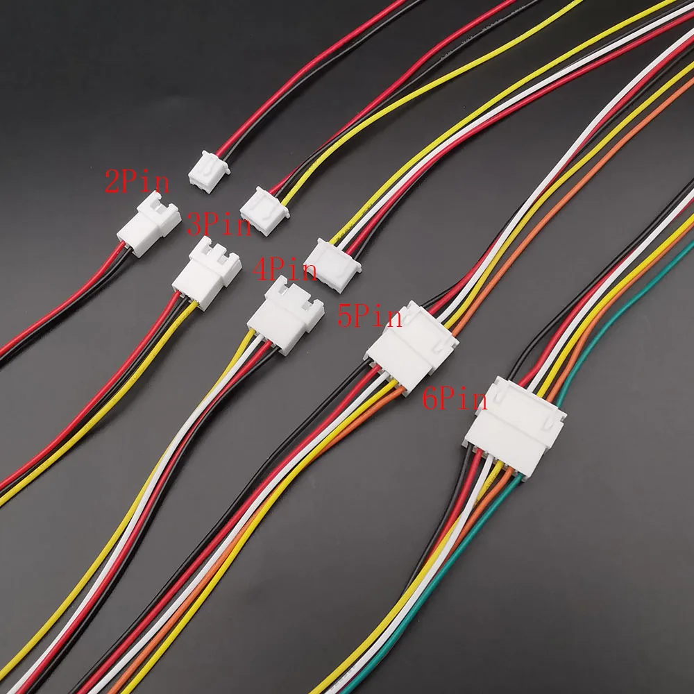 10Pairs XH 2.54mm Micro JST Cable Connector 2Pin 3Pin 4Pin 5Pin 6 Pin Male Female Plug Socket JST 2.54 Wire 10CM 20CM