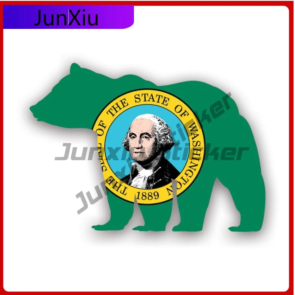 

Retro Unique Washington Playful Bear Flag Sticker Uv Protected Decalsoutdoors Explore Camping Hiking Overlanding Rv Wa