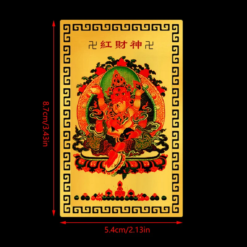 Chinese Feng Shui Copper God Of Wealth Buddha Amulets Card For Business Five-surname Fortuna Treasure Lucky Home Decoration
