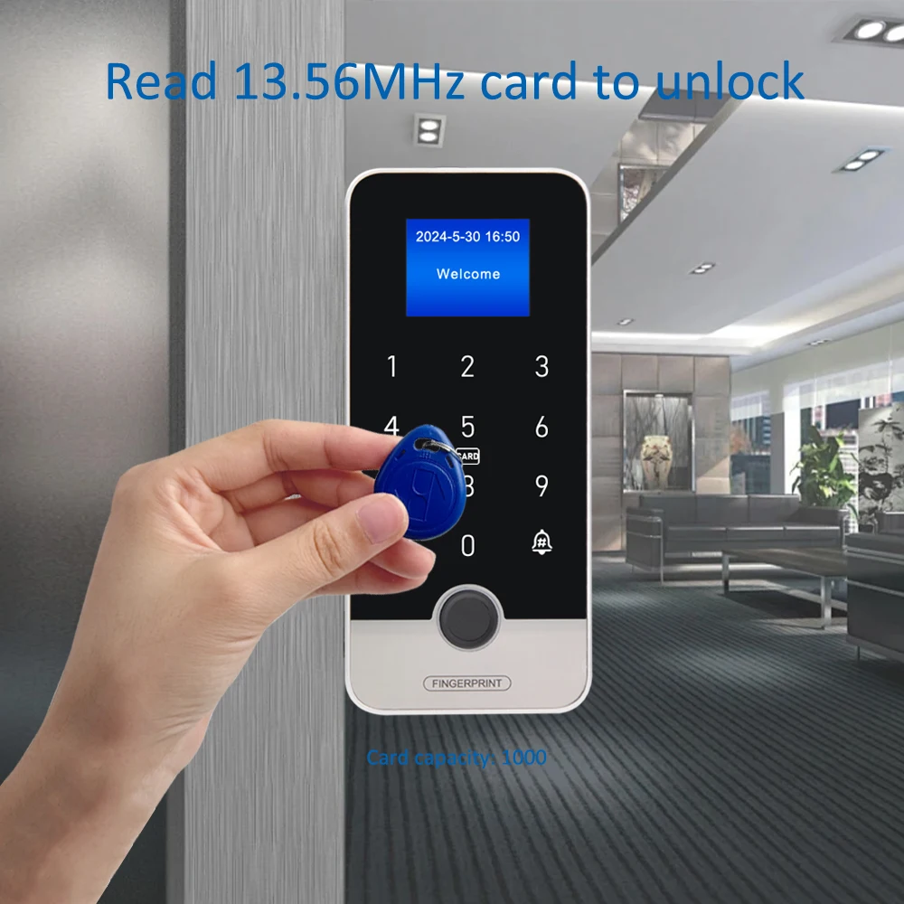 Waterproof Bluetooth Tuya Fingerprint Access Controller RFID Keyboard Touch Keypad 13.56MHz App Unlock Door Open Control System