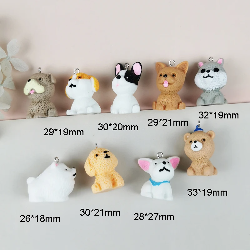 MuhNa 10pcs Cute Animal Puppy Dog Resin Charms Pendant For Jewelry Making Diy Earring Keychain Floating Supply