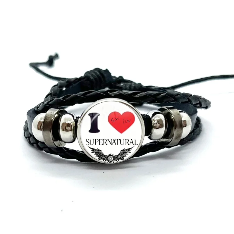 Movie Supernatural Leather Bracelets Dean Winchester Jensen Ackles Cute Meme Multilayer Braided Bracelets Bangles Jewelry Gifts - view 6