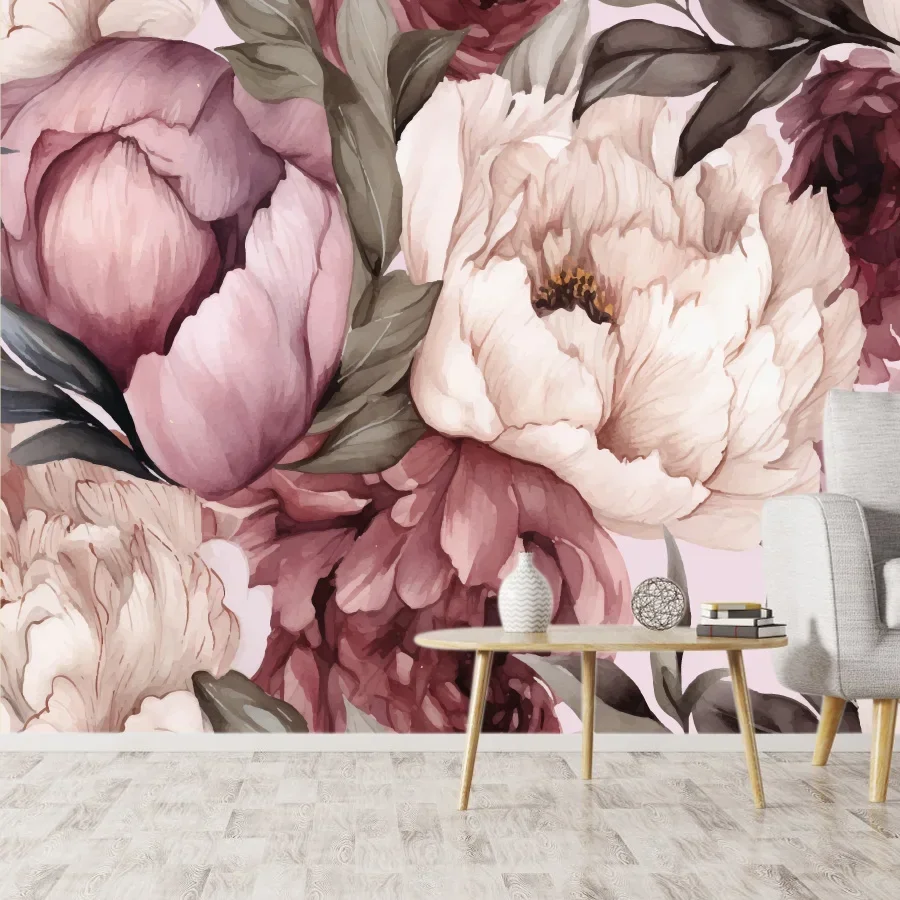 15+ waterdichte botanische bloemenroos Peel n Stick optioneel behang voor woonkamerdecoratie muurkunstpapier woondecoratie muurschildering