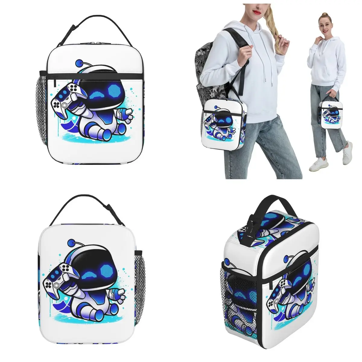 Bolsa de almuerzo con aislamiento Astrobot Pattern Astros Game Merch para la escuela, oficina, bolsa de almacenamiento de alimentos, loncheras térmicas reutilizables