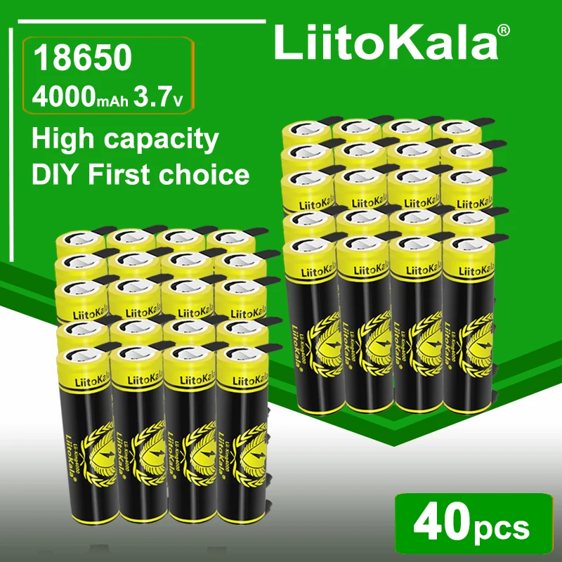 40pcs LiitoKala King4000-N DIY Power Bank 3.7V 18650 4000mAh 12A Discharging Rechargeable Batteries For Flashlight batteries