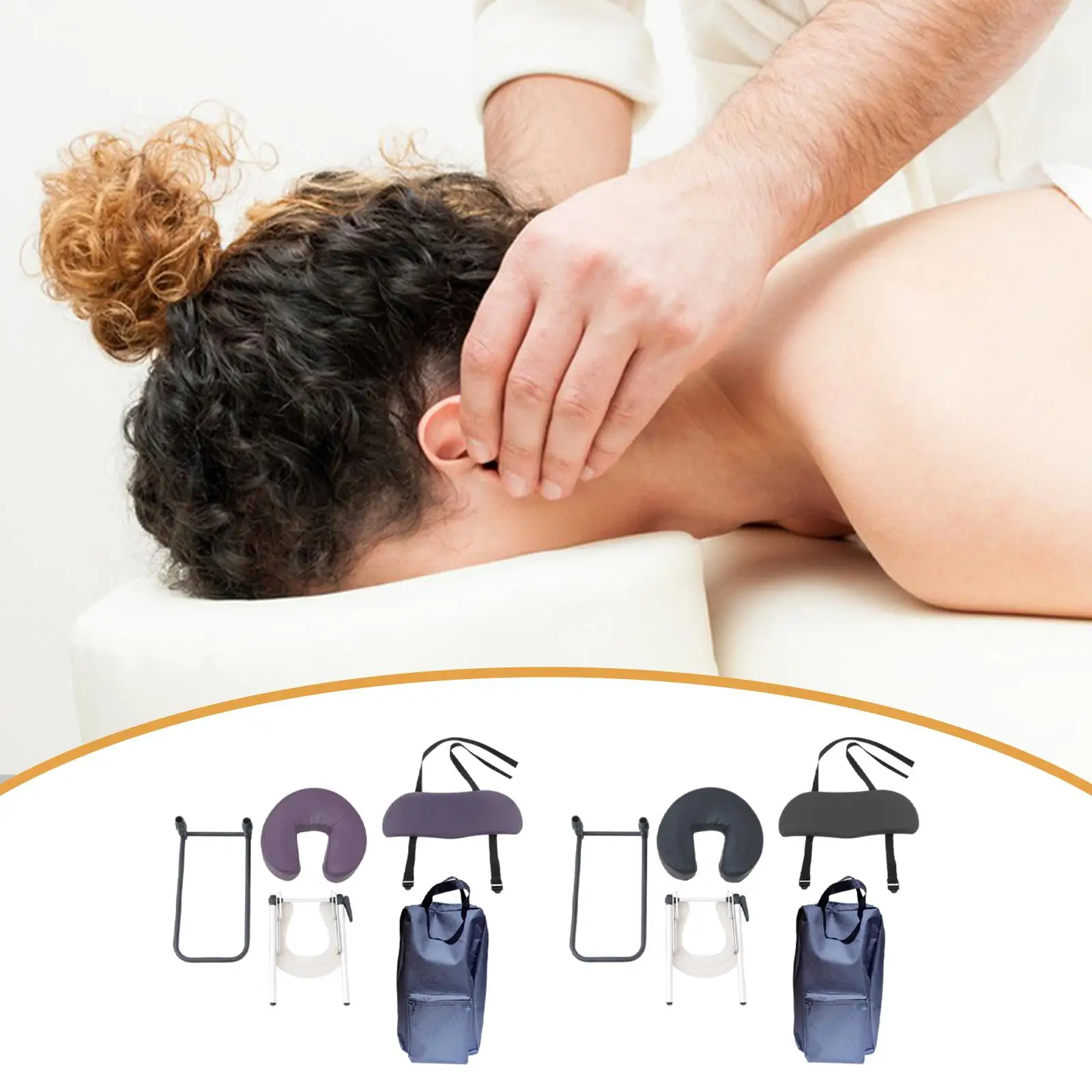Portable Headrest Face Cradle Cushion Aluminum Alloy Adjustable Massage Kit for Bed Posture Correction