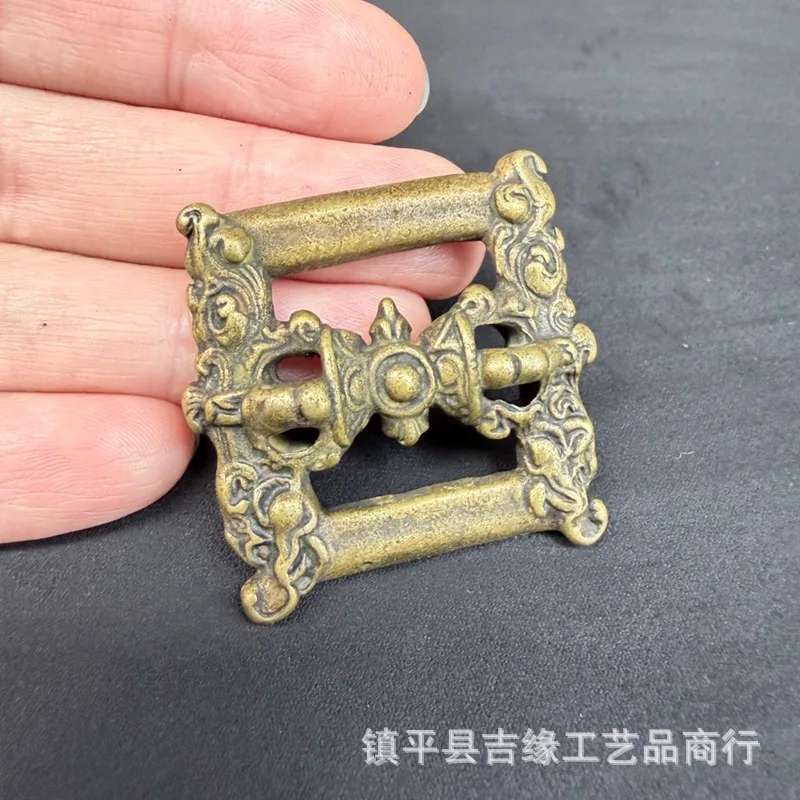 Tibetan-style vintage distressed scripture , esoteric money bag buckle, brass decorative pendant