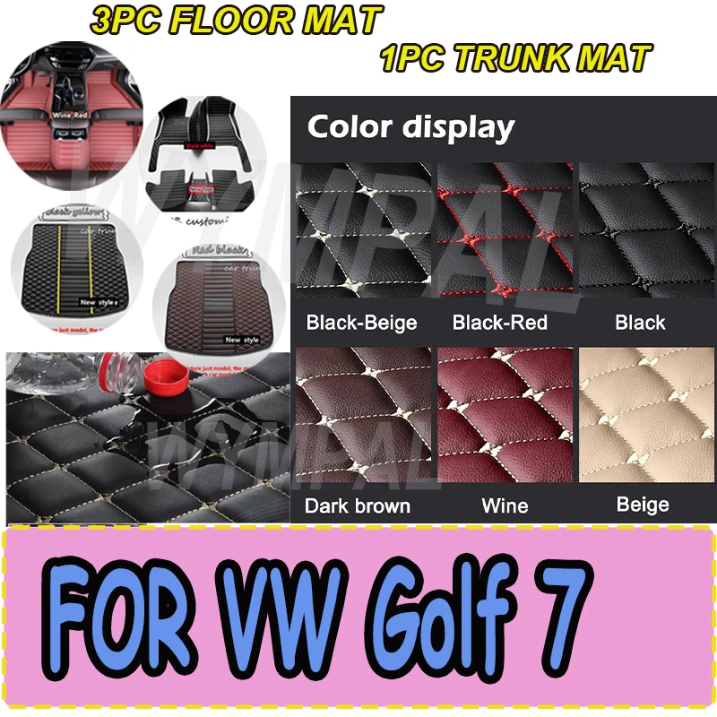 

LUXURY Car Floor Mats For VW VW Golf 7 7.5 GTE GTD GTI 2012~2020 Carpets Leather Rugs