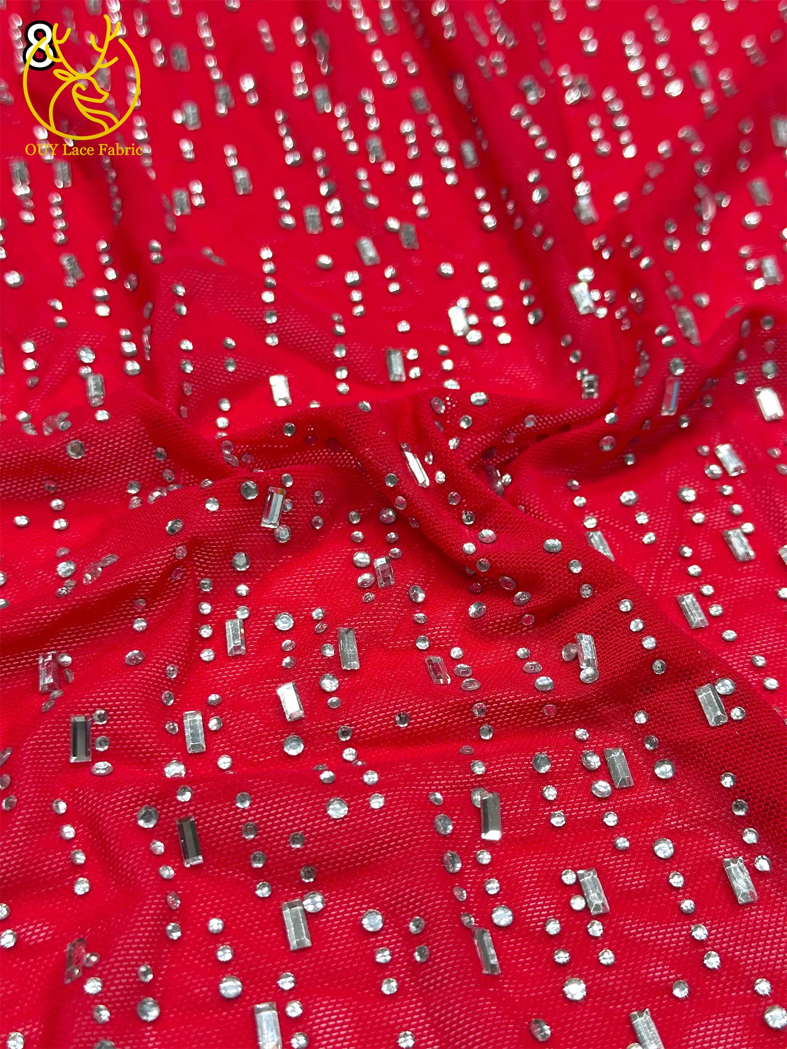 Königsblauer afrikanischer Spitzenstoff mit Glassteinen 2026 Luxuriöser französischer Stretch-Mesh-Spitzenstoff für nigerianische Party- und Abendkleider – Detail 17