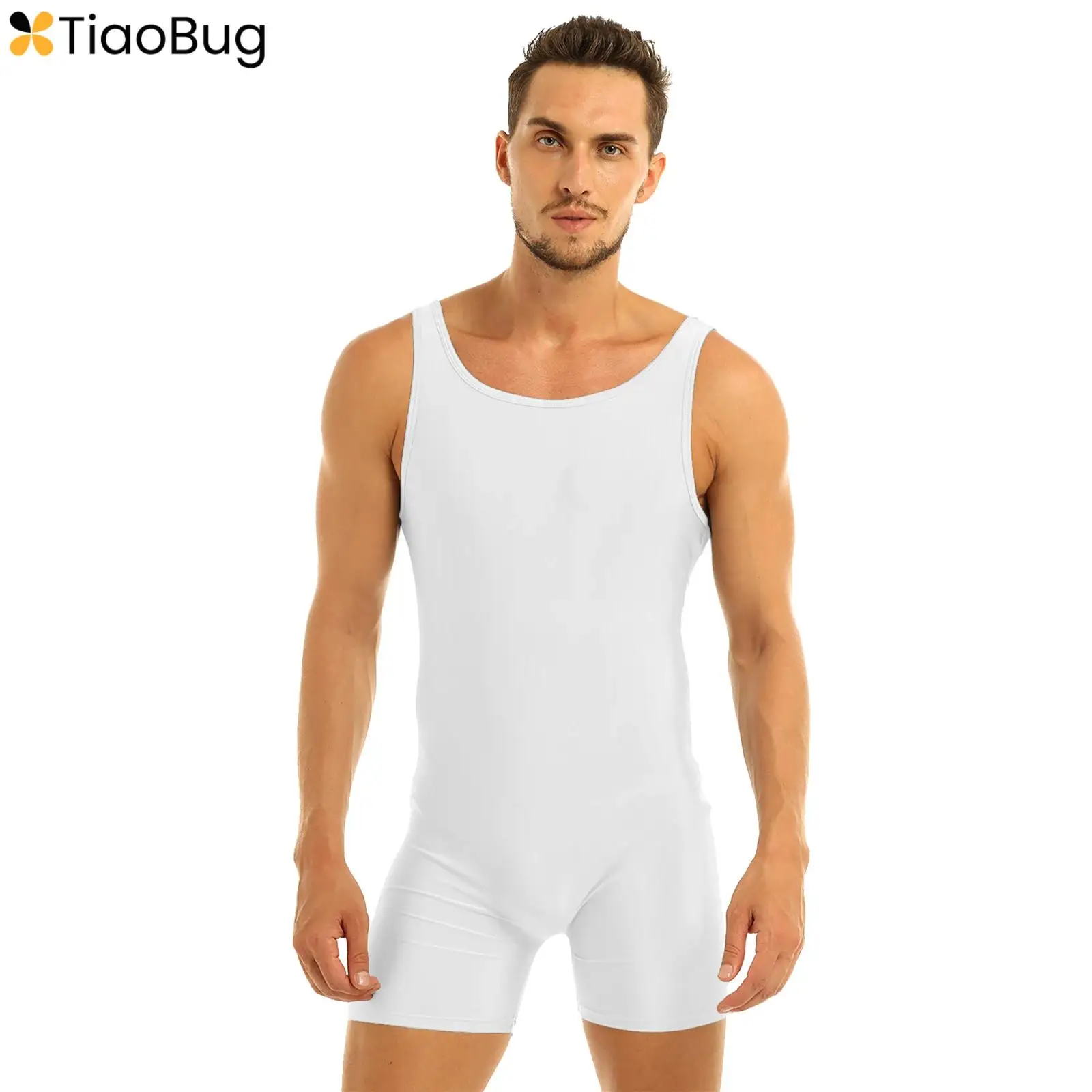 

Mens One Piece Swimsuit Sleeveless Stretchy Sport Gym Bodysuit Dance Yoga Gymnastics Leotard Biketard Unitard Nightwear Lingerie