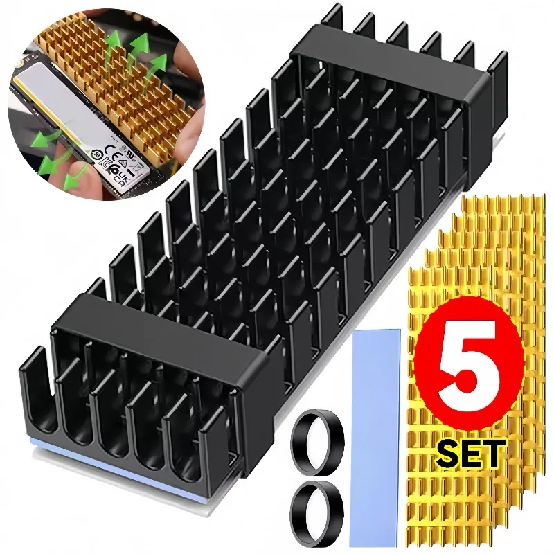 M.2 SSD Heatsink for PS5 Expansion Slot NVMe 2280 PCIE 4.0 Solid State Disk Cooler Aluminum Radiator with Conductive Thermal Pad