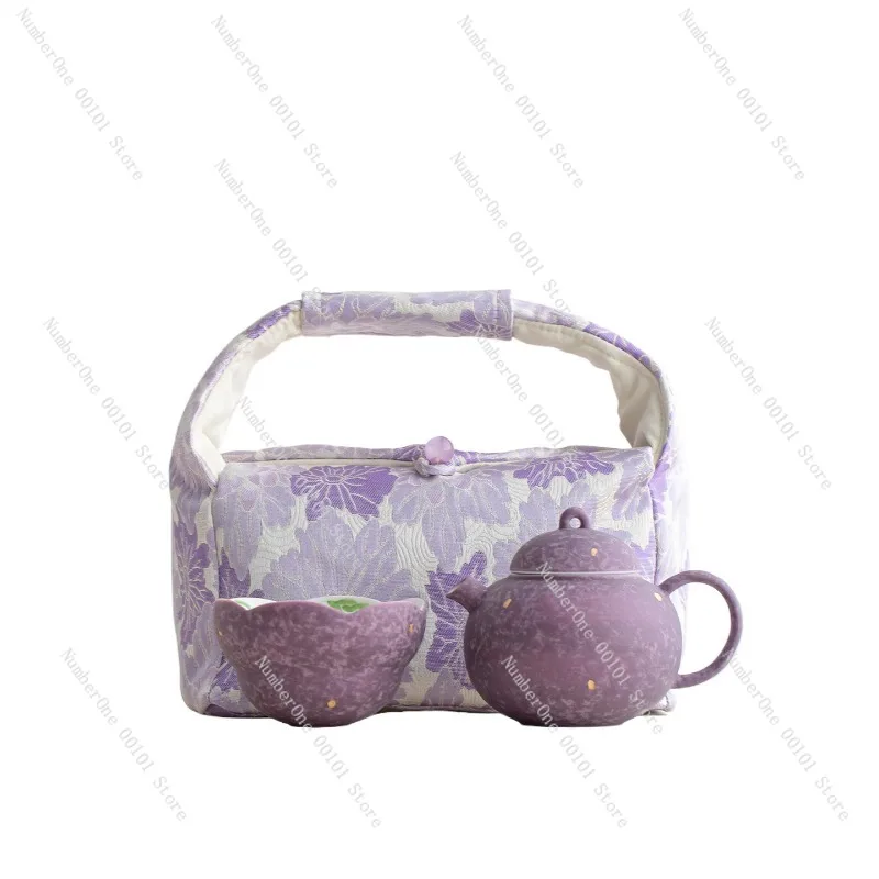 Handbemaltes Glyzinien-Blumen Teekannen-Set, Kung-Fu-Teetasse, Chinesisches Einzeltrink-Reiseset, Elegante Künstlerische Heim-Tee-Kollektion