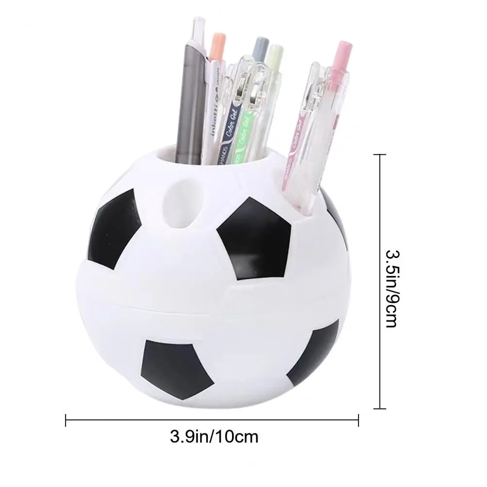 صندوق تخزين على شكل كرة القدم، حامل قلم كرة القدم، منظم سطح المكتب متعدد الوظائف لفرش مكياج القلم الرصاص واللوازم المكتبية