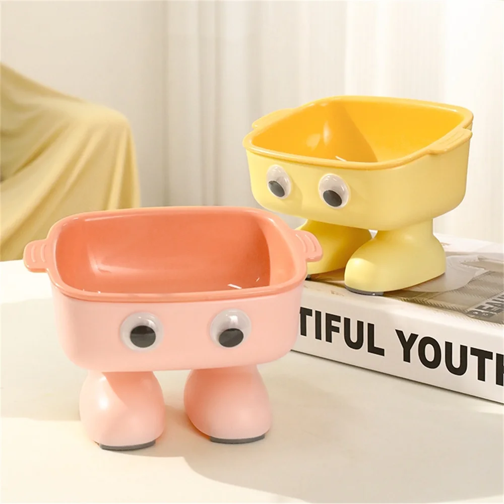 Cartoon Pet Bowl Layered Antichoking Cats Bowls Large Capacity Neck Protector Pet Feeder Cute Robot High-Feet Pet Accessories