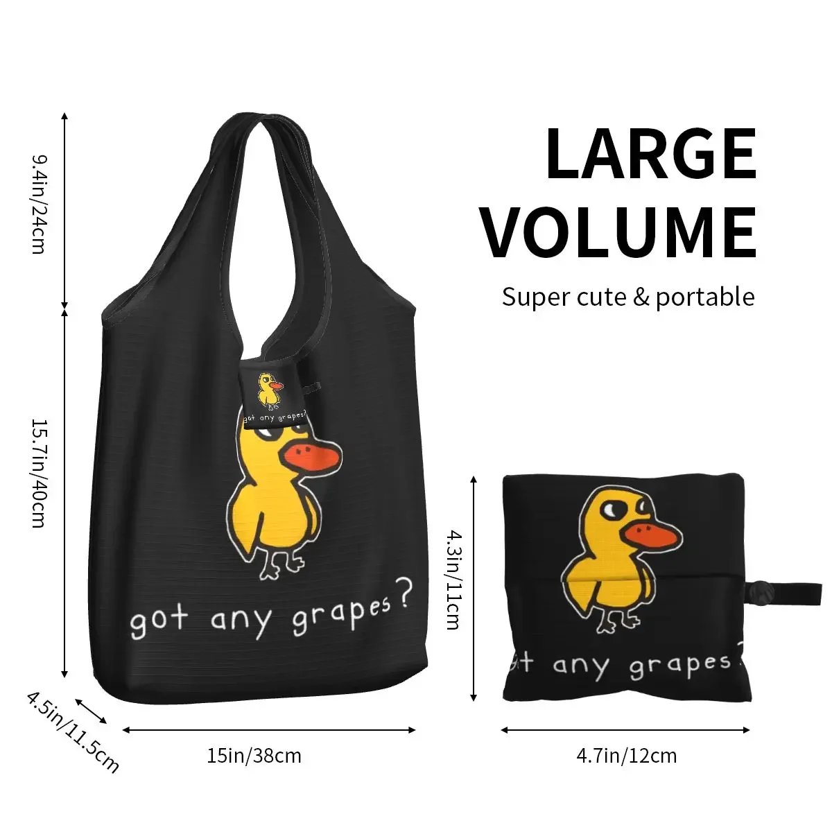 Got Any Grapes Portable Tote Shopping Bags Foldable Shopper Bag Grocery Handbag Shoulder Bag