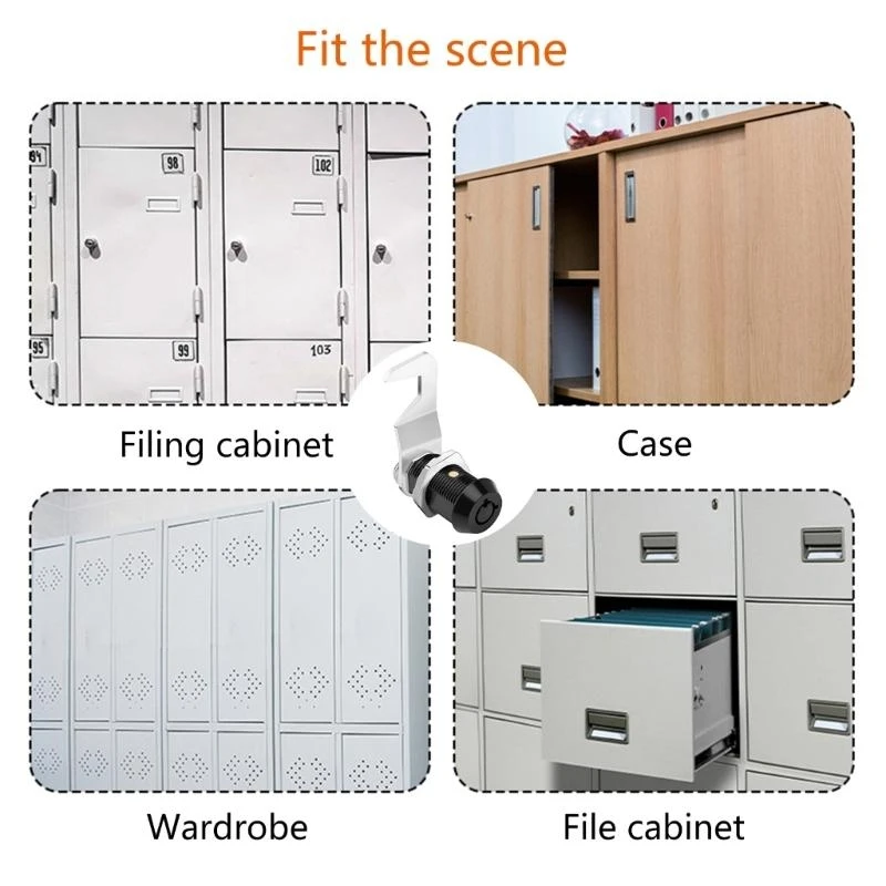 652F 2pcs Cabinet Security Locks Tubulars Keyed Alike Cams Locks set for Tool & Storage