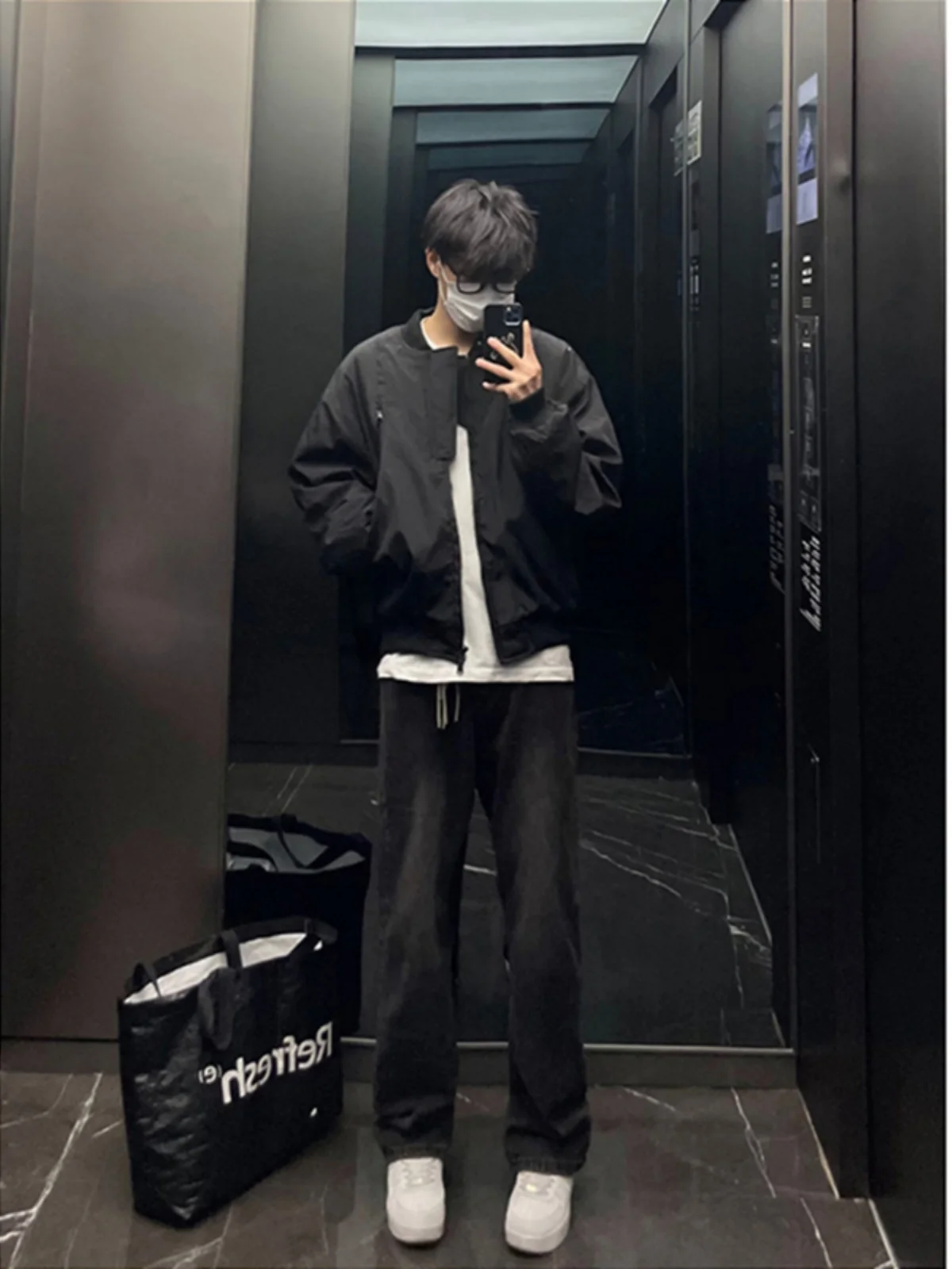 

Ретро-джинсы в американском стиле для мужчин, осенне-зимние, свободные, прямого кроя, черные, широкие брюки, износостойкие, из смесового хлопка и денима