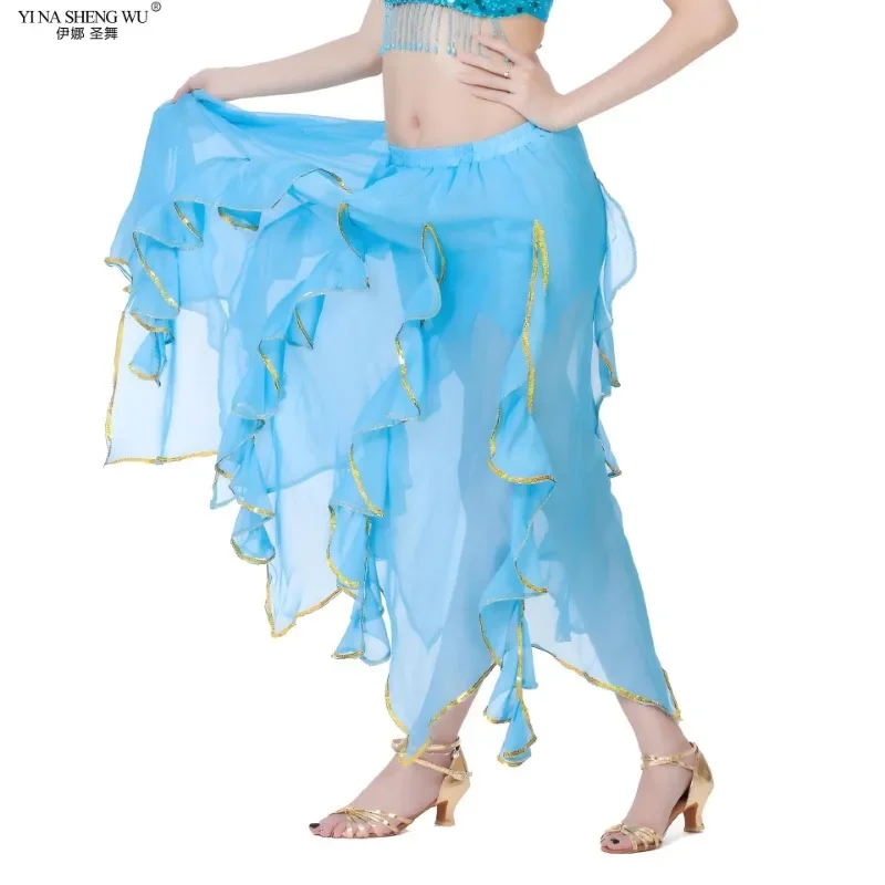 女性ベリーダンススカートインドダンス練習ハーフドレス女性のためのエレガントなスイングスカート社交パフォーマンストレーニング衣装