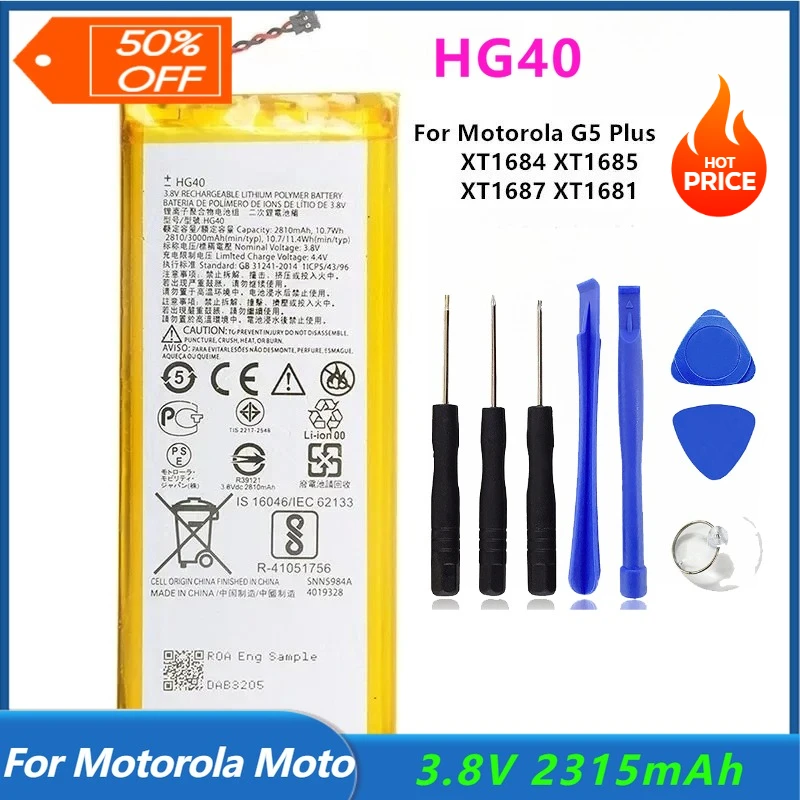 

2315mAh HG40 Battery for Motorola G5 Plus XT1684 XT1685 XT1687 XT1681 Play Phone Batteries