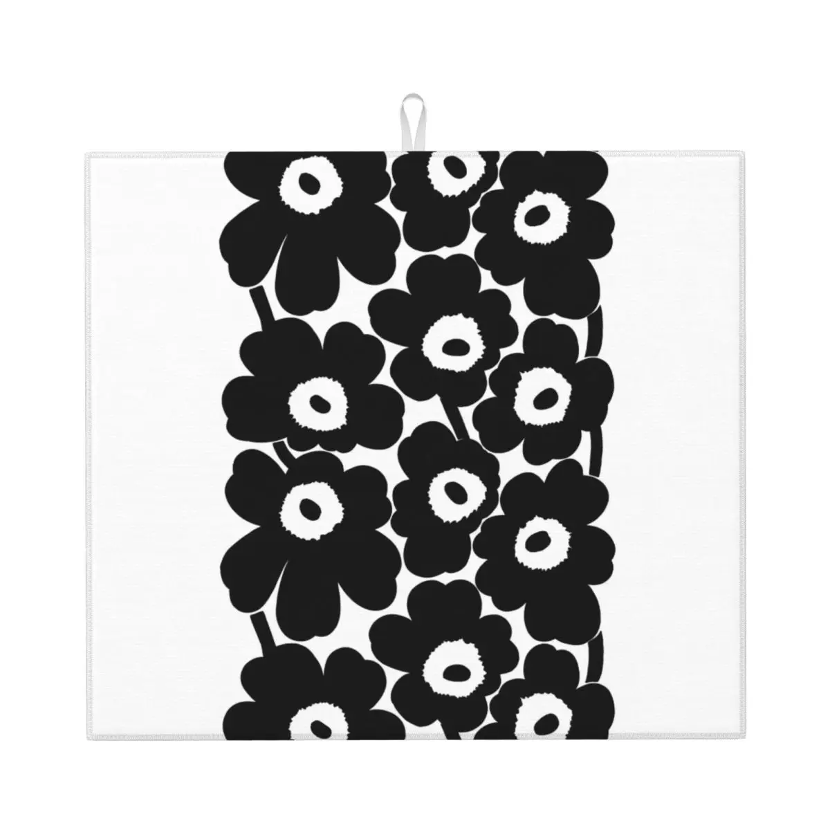 Custom Little Poppy Print Dish Drying Mat for Kitchen Super Absorbent Fast Dry Microfiber Modern Style Dishes Drainer Pads