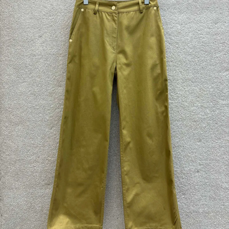 2024 High Quality High Waist Straight Cargo Pants Retro Nostalgic Simple and Versatile Loose Casual Wide-leg Pants New Product