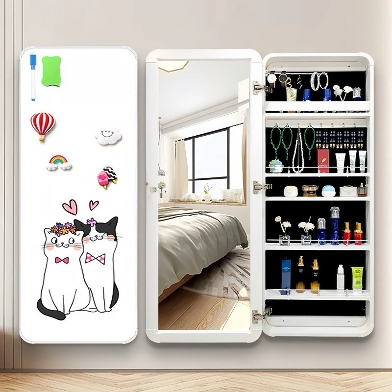 

Hidden full-length mirror, jewelry storage , magnetic graffiti writing board, multi-functional storage integrated wall-mounted