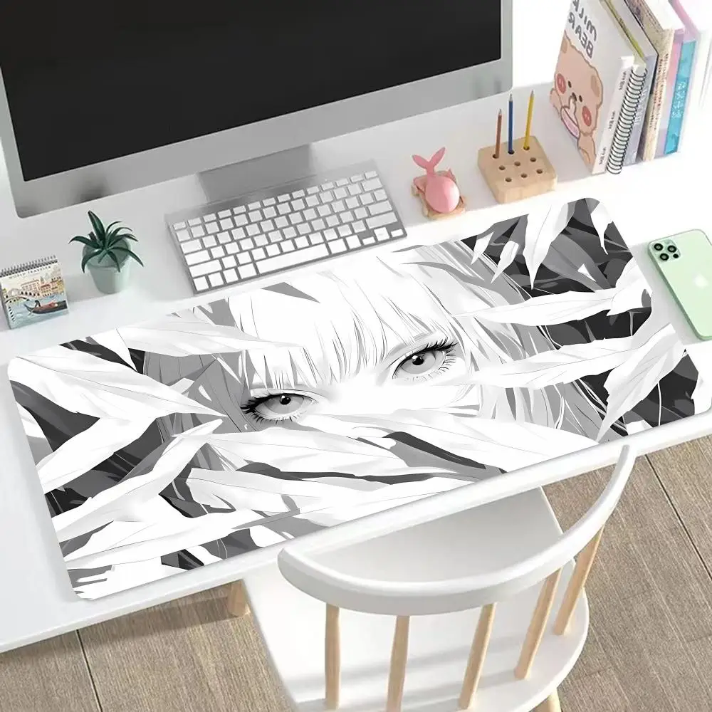 The Line Drawing Eyes Mouse Pad Large Mouse Pad & Computer Game Mouse Mat (35.4x15.7IN/31.5X15.7IN Map) (90 x40/80x40cm Map)