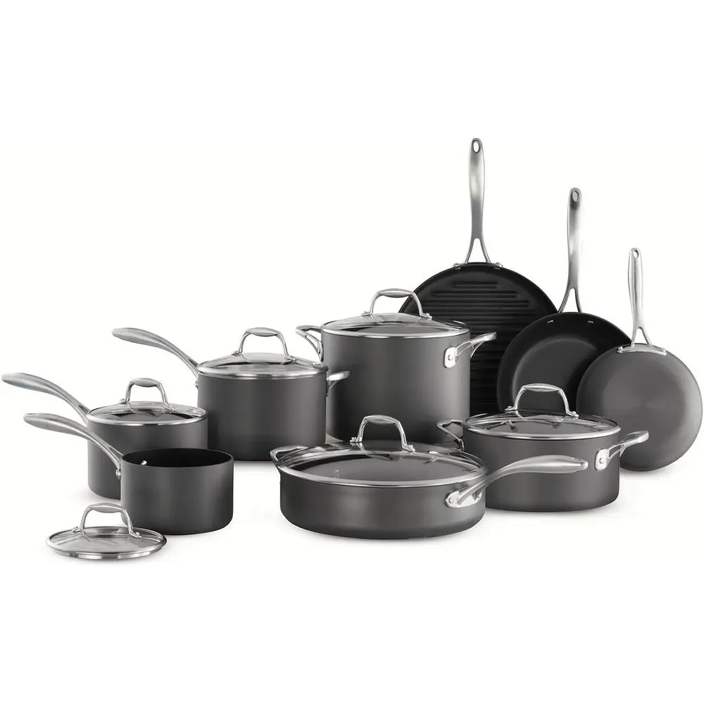 

Durable Anodized Non-Stick Cookware Set, 15-Piece, Black