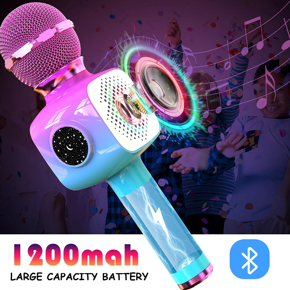 

Wireless Bluetooth Karaoke for Kids & Adults Microphone 5-in-1 Portable Handheld Karaoke Mic Speaker for Party Travel Gifts