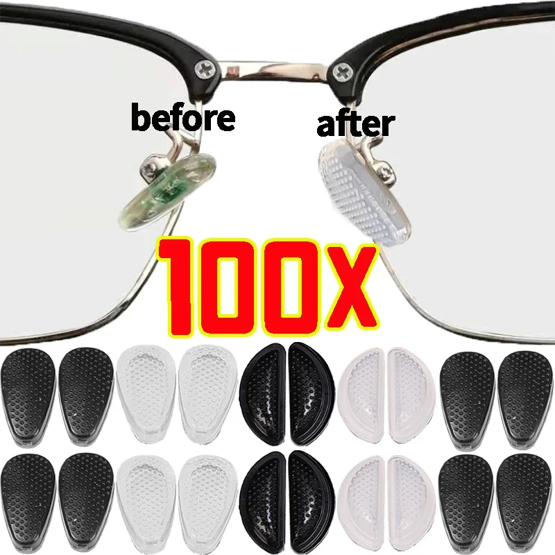 2/100pcs Extra Soft Silicone Nose Pads for Glasses Spectacle Non Slip Silicone Transparent Screw-in Nosepads Eyewear Accessories