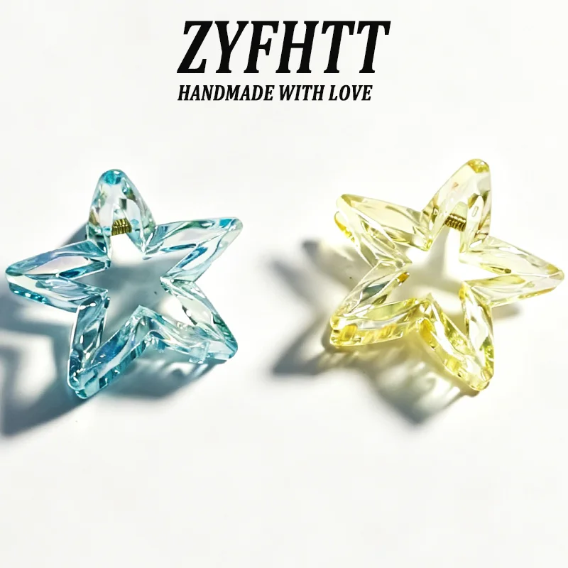 1/6 Stück ZYFHTT Transparente Fünfzackige Stern-Haarspange für Frauen Persönliche Y2K Haifischklammer Modische Mädchen-Haaraccessoires – Detail 16