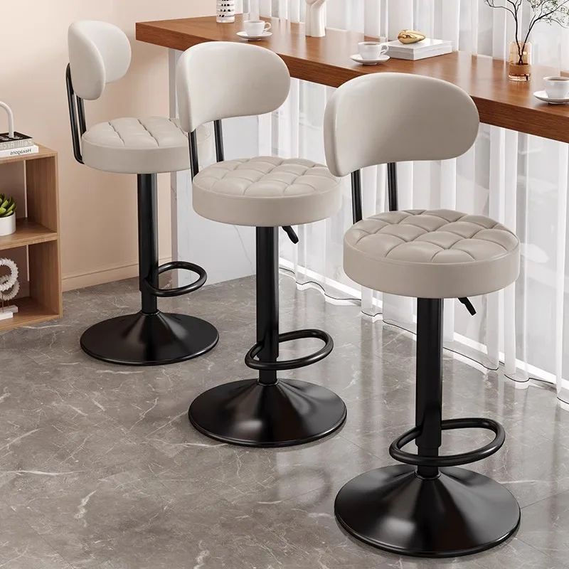 Bar chair, high stool, backrest can be lifted and lowered, rotating bar stool, home bar chair, cashier counter, round stool