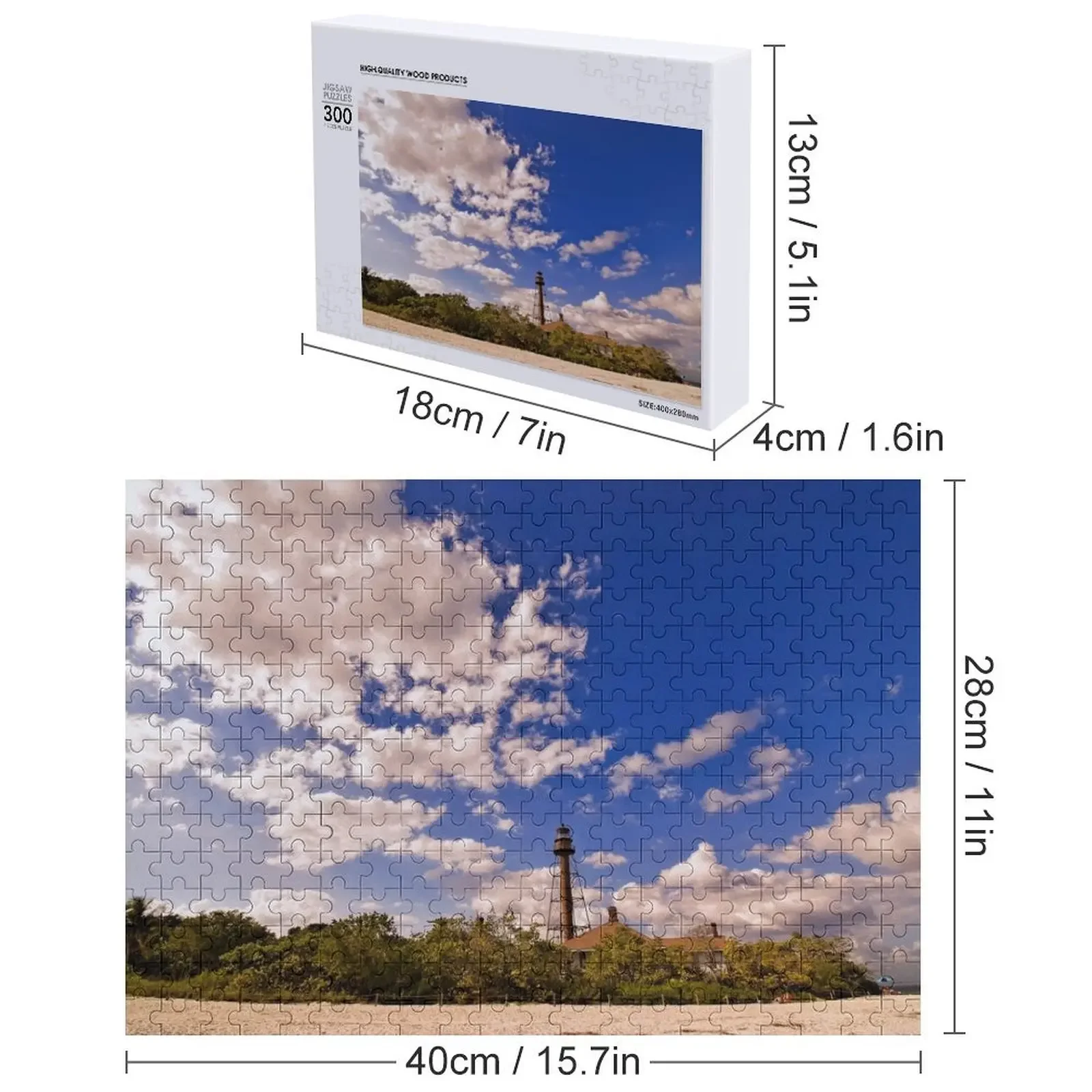 المنارة - جزيرة سانيبل، فلوريدا أحجية الصور المقطوعة هدية مخصصة ألعاب مخصصة لألغاز الأطفال