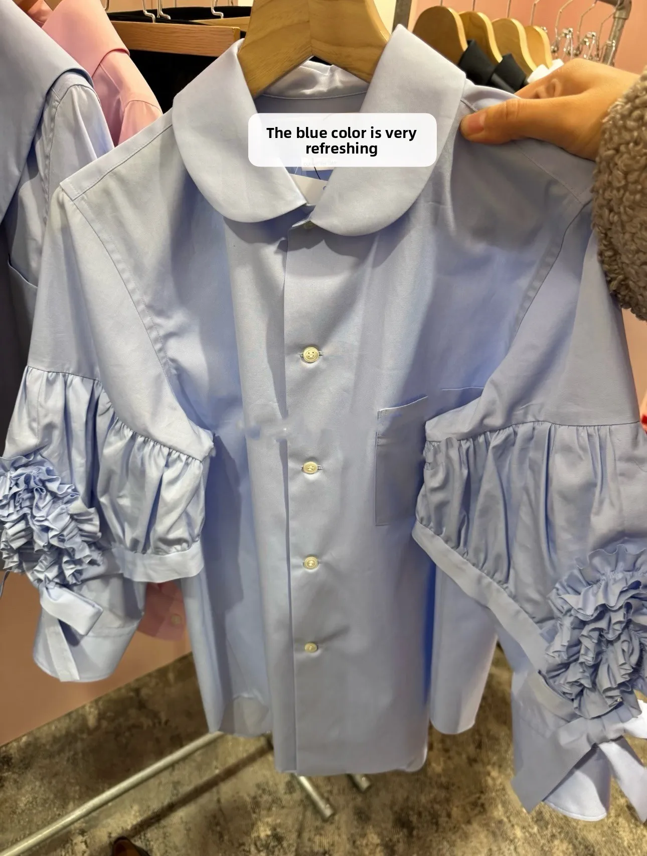 

Милая женская рубашка с воротником-куклой в японском стиле, весна-лето 2026, свободный крой, дышащая, с рукавом три четверти