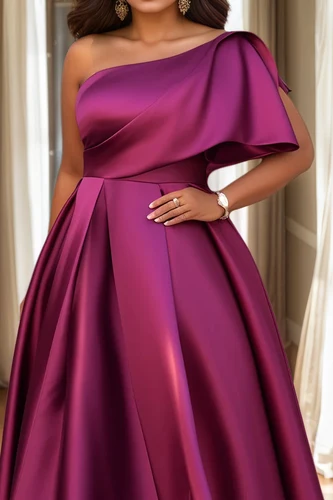 Imagen 2 del producto Vestido de noche de talla grande para mujer, manga plisada, corte en A, elegante, para invitados de boda, cóctel, vestidos largos con hombros descubiertos, vestido Formal