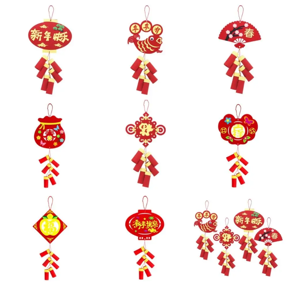 

Crafts Chinese Style Decoration Pendant Maroon Layout Props New Year Educational Toys with Hanging Rope DIY Toy