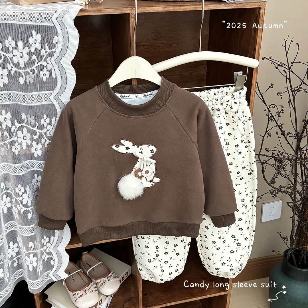 

Girls Autumn Sets Children Cartoon Suit 2025 New Long Sleeve Sweatshirt Pants 2Pcs Kids Casual Loose Outfits Baby Cute Clothes