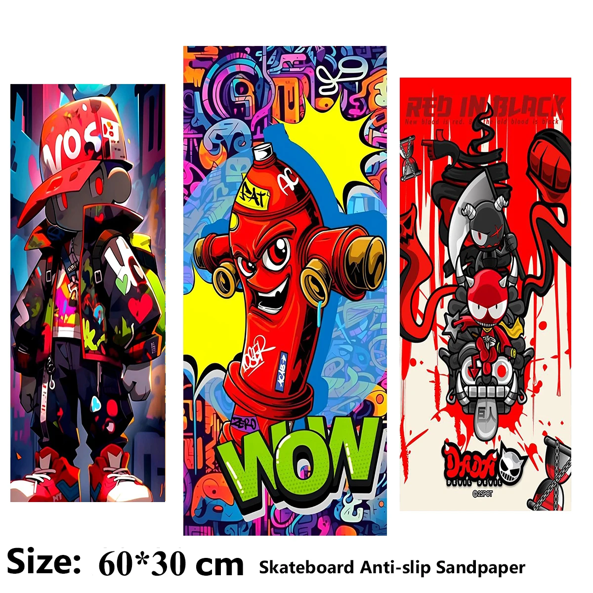 

Cute Red Cartoon Fire Hydrant Pattern Electric Scooter Anti-slip Sticker Sandpaper Skateboard Grip Tape Sheet 60*30cm