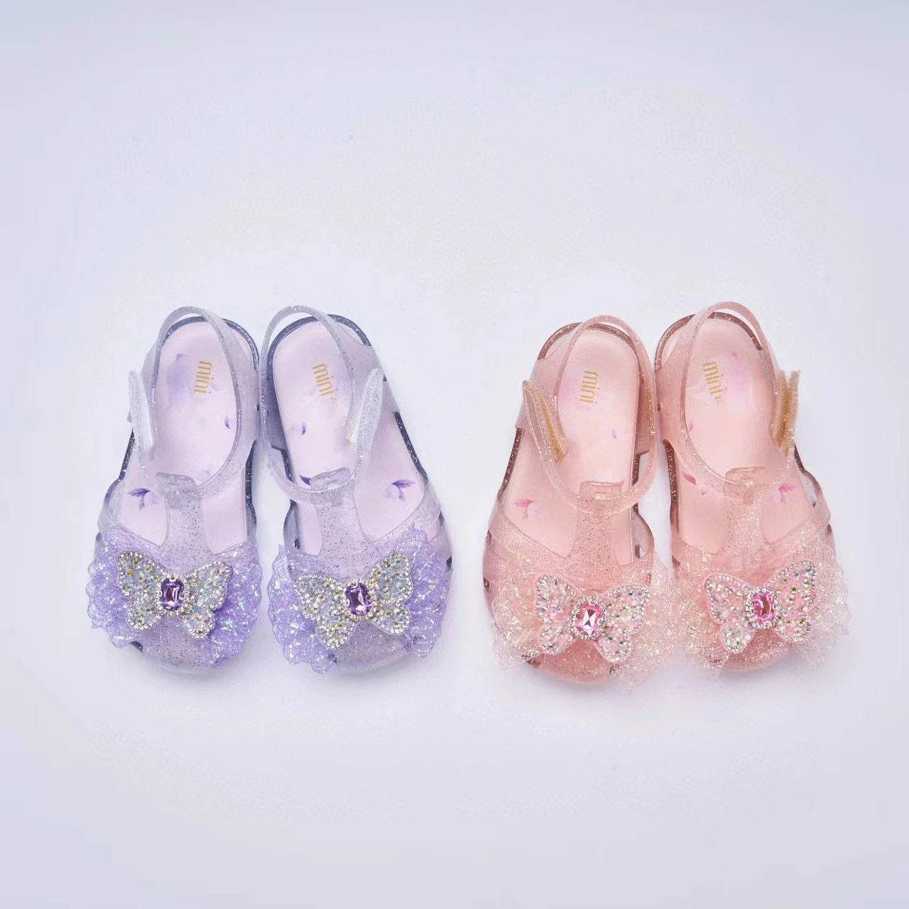 

Brazil New Baby Kids Bow Jelly Shoes Baotou Butterfly Fairy Girl Sandals Princess Sparkling Diamond Roman Beach Shoes