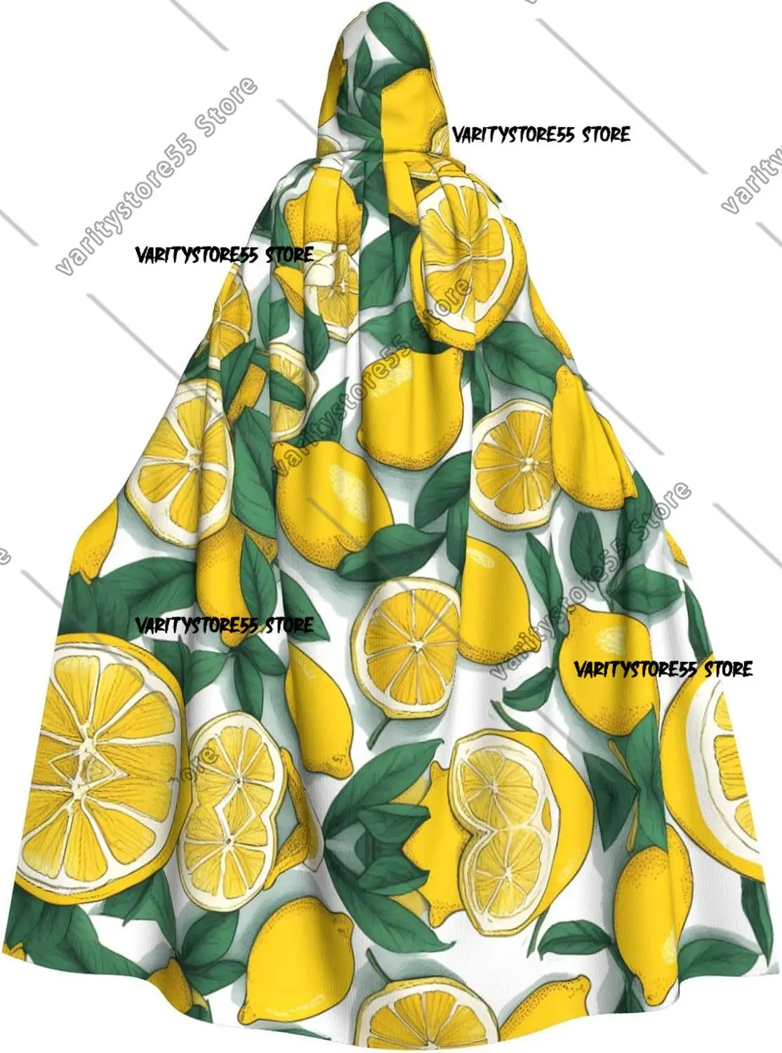 

Yellow Lemon Prints Halloween Adult Hooded Cloak for Parties and Costumes