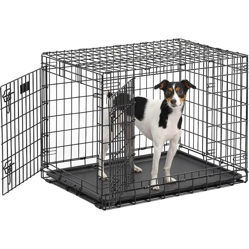 Ultima Pro Series 30' Dog Crate | Extra-Strong Double Door Folding Metal Dog Crate w/Divider Panel