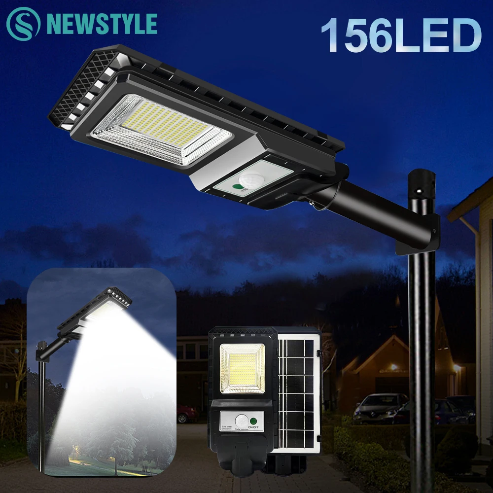 

Solar LED Street Light Super Bright Outdoor 156LED Solar Powered Wall Lamp Waterproof Motion Sensor Garage Garden Fence Floodlig