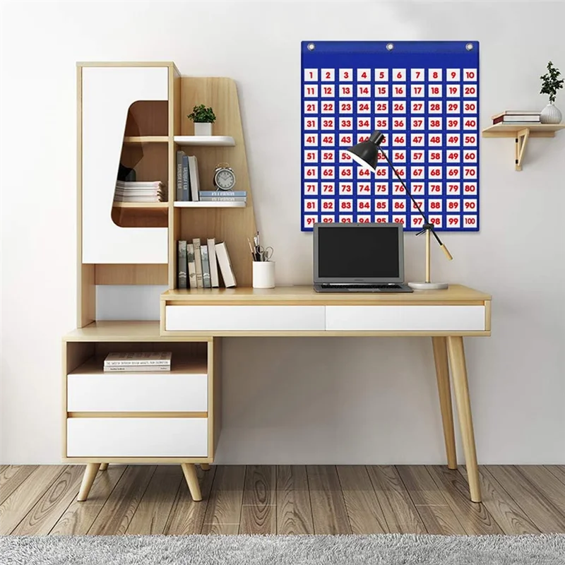 A13E-Pocket Chart For Use At Home& In A Classroom, Hundreds Pocket Chart,Number 1-100 Board For Teacher Lessons