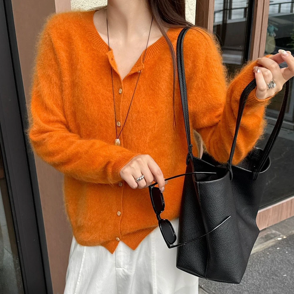 European and American silk cashmere pullover sweater women's knitted cardigan 2026 autumn new women's wool jacket