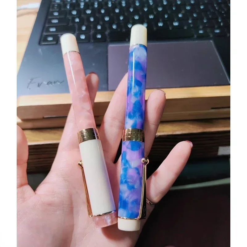 Hot Jinhao Pure White Realm Custom Fountain Pen Hand Polished Fine Iridium Gold EF 0.38mm Nib Ink Pen School Office Stationery G