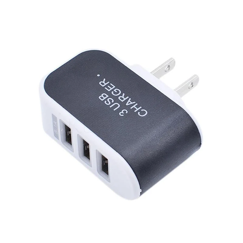 Soket steker pengisi daya untuk ponsel, adaptor pengisi daya 2A 100-240V 3 Port USB Hub catu daya untuk pengisian perjalanan colokan standar EU