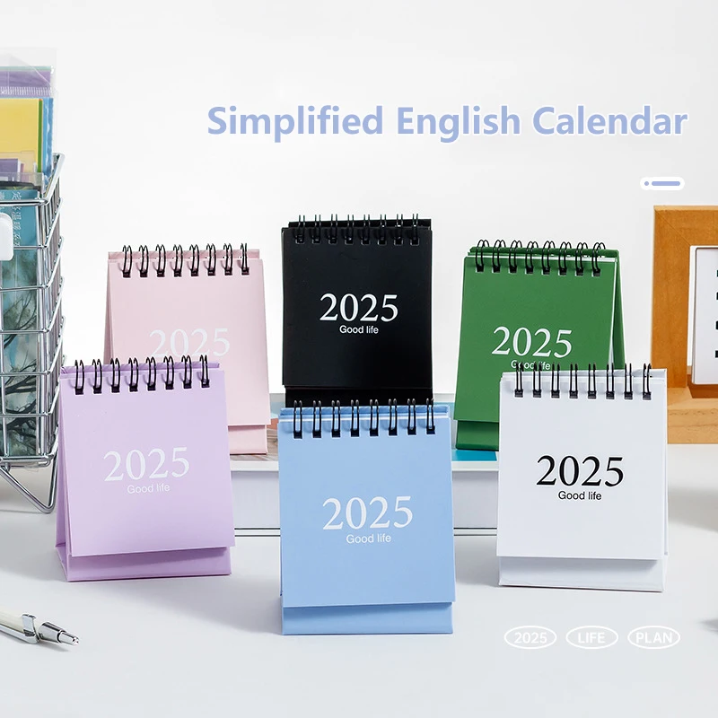 Mini Calendario de escritorio de Color Morandi para estudiantes, Plan Simple, calendario de mesa pequeño, lindo planificador diario, suministros de oficina, 2025