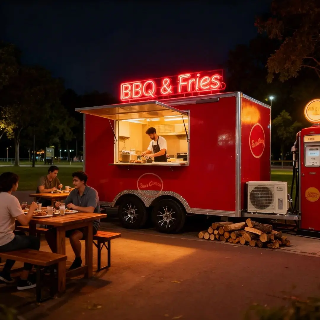 

Multifunctional Food Selling Trailer for Night Market Fair Scenic Area Towed Outdoor Mobile Vending Essential Commercial Opera