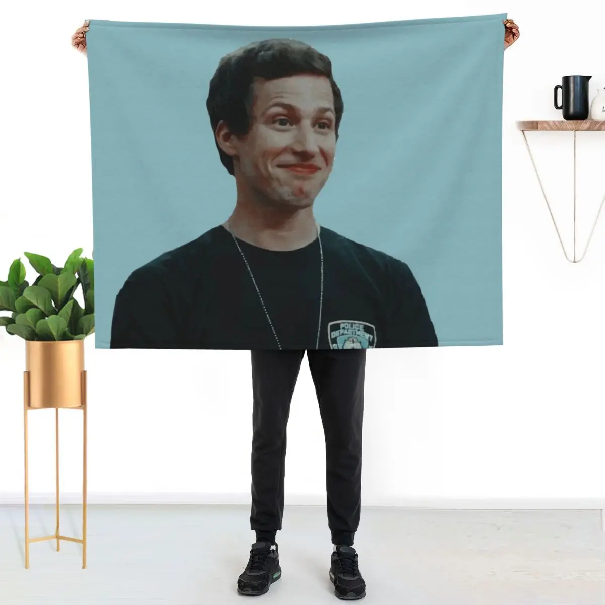 

Jake peralta smiling Throw Blanket Warm Cozy Throw Blanket for Living Room Couch