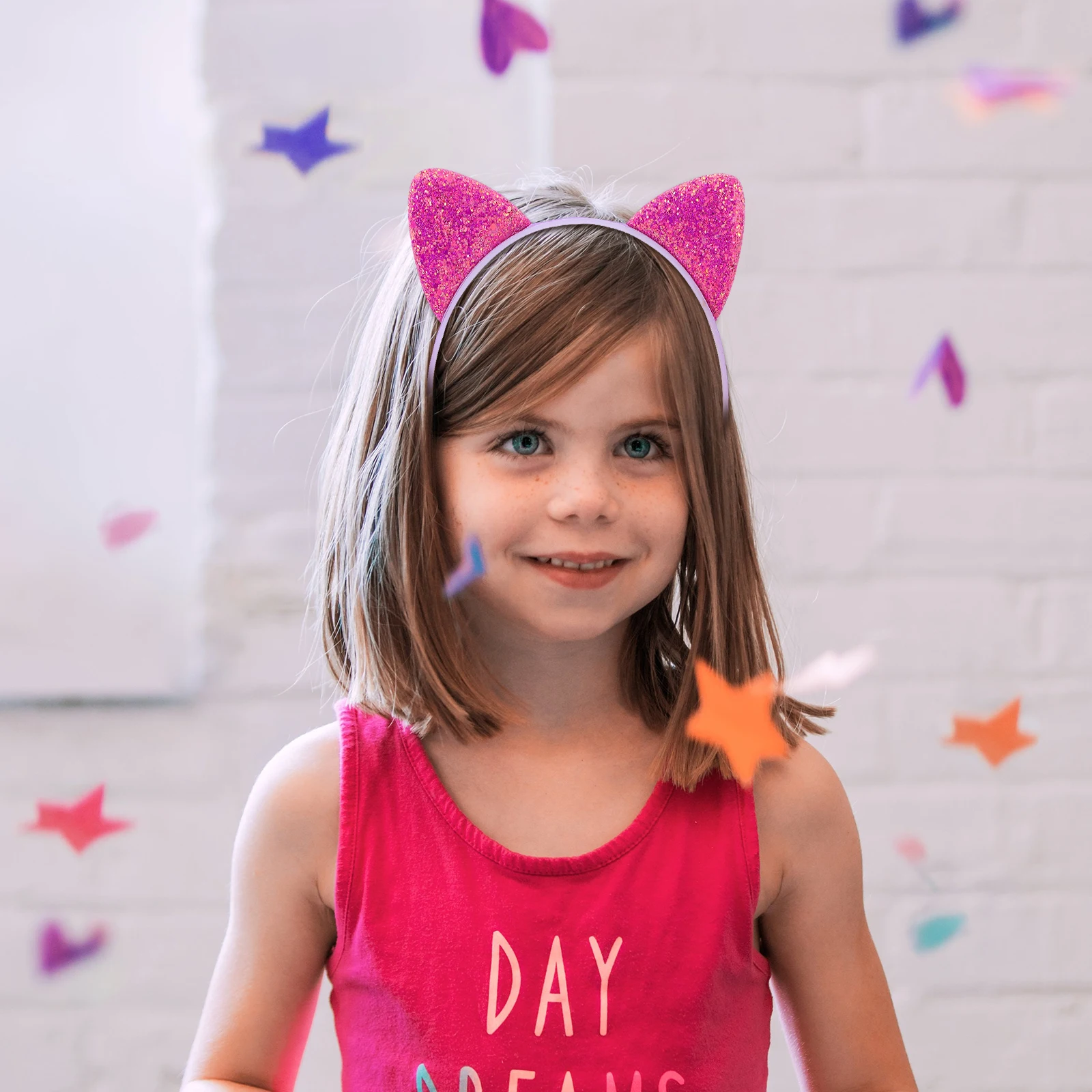 

6Pcs Kids Cat Ears Hairbands Glitter Adorable Party Festival Hair Accessories Girls Headband Cat Ears Hairband
